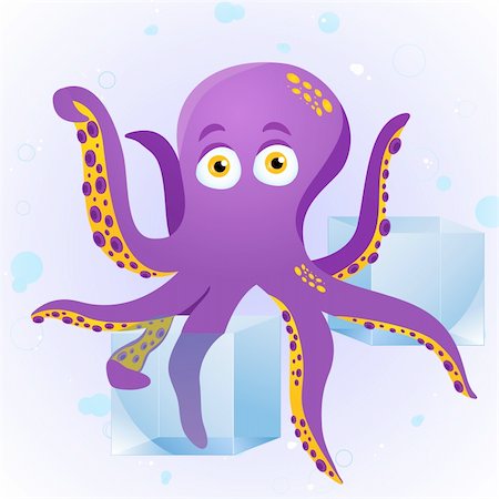 simsearch:400-04663307,k - Octopus Fortune Teller with Crystal Cube. Editable Vector Illustration Stockbilder - Microstock & Abonnement, Bildnummer: 400-05306572
