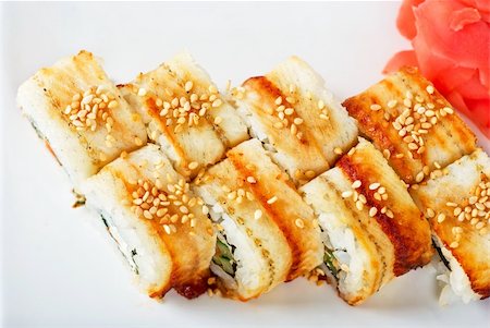 simsearch:400-05119569,k - Sushi rolls at plate isolated on a white Stock Photo - Budget Royalty-Free & Subscription, Code: 400-05306939