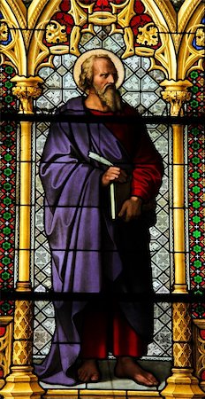 evangelist - Church window in the Dom of Cologne, Germany, depicting Saint Luke the Evangelist. The window, made in the Royal Glass Painting Manufactory in Munich, was installed in 1847. Stock Photo - Budget Royalty-Free & Subscription, Code: 400-05307004