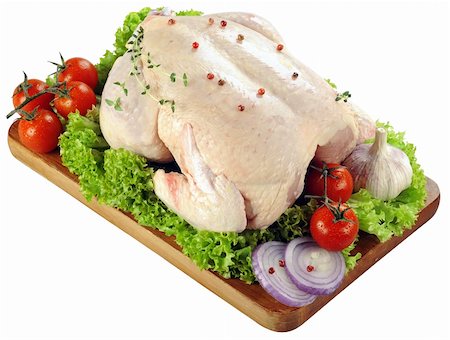 simsearch:400-05909845,k - Fresh raw chicken with salad, onion, tomato and condiment isolated on white Foto de stock - Super Valor sin royalties y Suscripción, Código: 400-05307287
