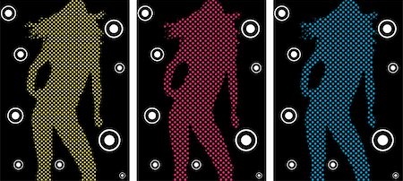 simsearch:400-04118629,k - Music Funky Retro Girl Silhouette with Dots Stock Photo - Budget Royalty-Free & Subscription, Code: 400-05307362
