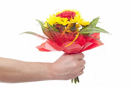 Bouquet of fresh flower on white background photo Stock Photo - Budget Royalty-Free & Subscription, Code: 400-05307658