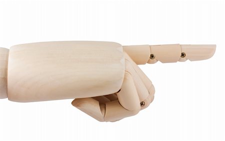 Wooden hand point with finger isolated on white background Stock Photo - Budget Royalty-Free & Subscription, Code: 400-05307723