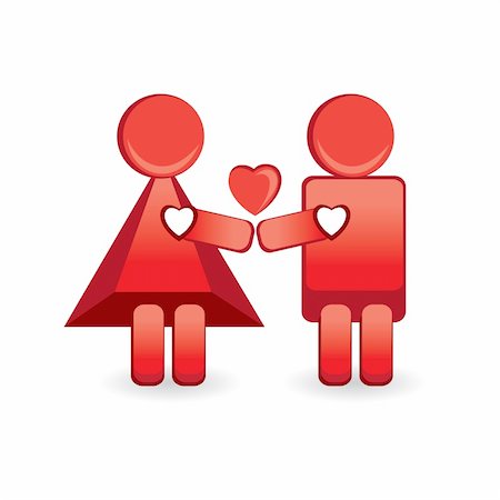 Illustration of cute Valentine's Day heart with boy and girl Stock Photo - Budget Royalty-Free & Subscription, Code: 400-05307836