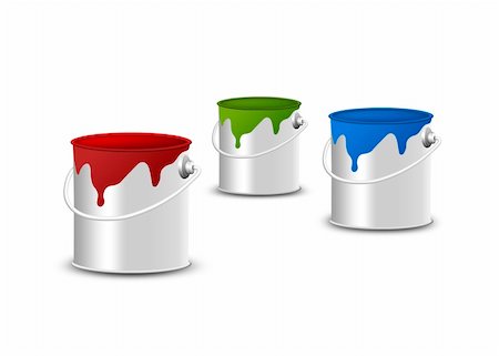 3D illustration of a RGB set of paint buckets Stock Photo - Budget Royalty-Free & Subscription, Code: 400-05307851