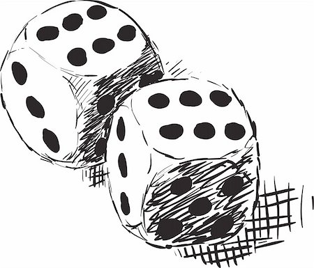symbols dice - Rough monochrome sketch - two dices on white Stock Photo - Budget Royalty-Free & Subscription, Code: 400-05308340