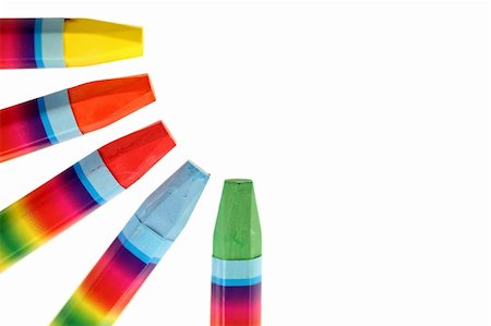 Colorful crayons isolated on white background. Education background Stock Photo - Budget Royalty-Free & Subscription, Code: 400-05308447