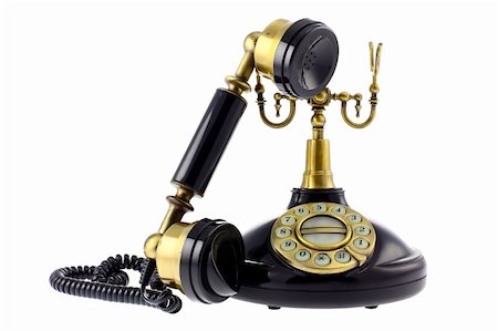 simsearch:400-04493639,k - Old fashioned telephone isolated on white background Foto de stock - Super Valor sin royalties y Suscripción, Código: 400-05308515