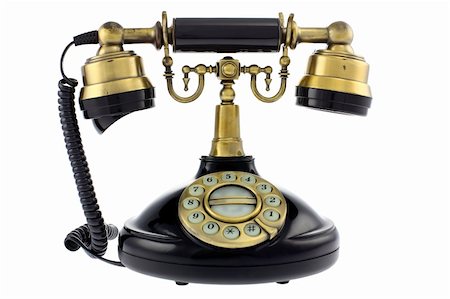 simsearch:400-04493639,k - Old fashioned telephone isolated on white background Foto de stock - Super Valor sin royalties y Suscripción, Código: 400-05308516