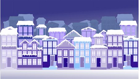snowy night at home - Winter Town Stock Photo - Budget Royalty-Free & Subscription, Code: 400-05308582