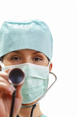 Female doctor with stethoscope.Selective focus on the eyes. Stock Photo - Budget Royalty-Free & Subscription, Code: 400-05308813