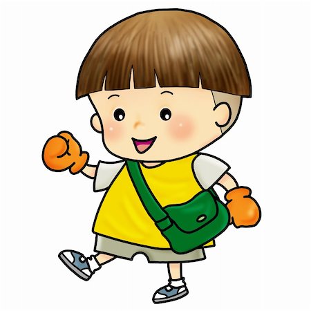 daycare clipart - Cartoon illustration of a cute boy walking to school Stock Photo - Budget Royalty-Free & Subscription, Code: 400-05308866