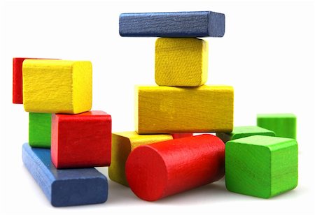 Wooden building blocks on white background Stock Photo - Budget Royalty-Free & Subscription, Code: 400-05309185