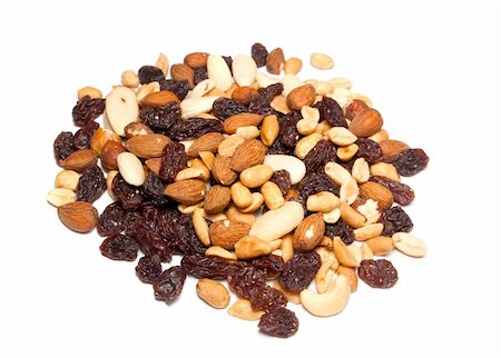 heap of seeds and raisins isolated on white Fotografie stock - Microstock e Abbonamento, Codice: 400-05309215