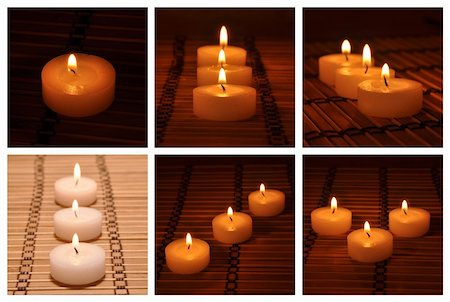 ruslan5838 (artist) - Picture of different candles on a bamboo carpet Stockbilder - Microstock & Abonnement, Bildnummer: 400-05309244