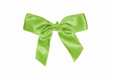 simsearch:400-05919918,k - Green satin gift bow isolated on white background Foto de stock - Royalty-Free Super Valor e Assinatura, Número: 400-05309694