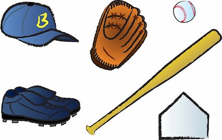 Common items used to play the American game of baseball. Stock Photo - Budget Royalty-Free & Subscription, Code: 400-05309814