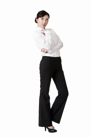 simsearch:400-04255435,k - Confident business woman of Chinese, full length portrait isolated over white background. Foto de stock - Super Valor sin royalties y Suscripción, Código: 400-05309965