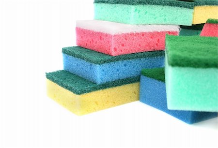simsearch:400-05234741,k - Colorful sponges isolated on white background. Foto de stock - Super Valor sin royalties y Suscripción, Código: 400-05300652