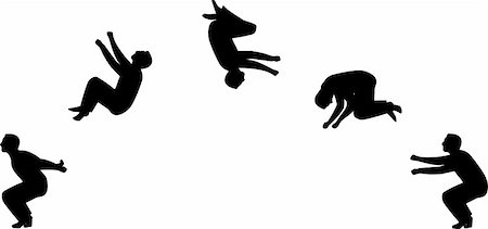 salto - Five stages of a man doing a back flip Stockbilder - Microstock & Abonnement, Bildnummer: 400-05301064