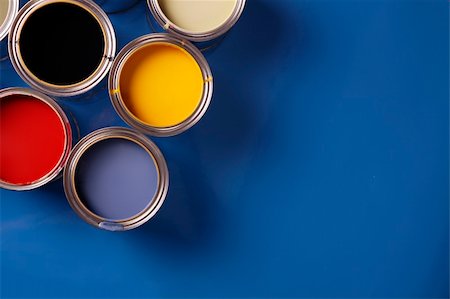 photography paint pigments - Paint cans, brush and other decoration equipment Stock Photo - Budget Royalty-Free & Subscription, Code: 400-05301215