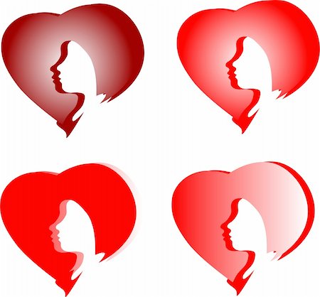 part face girl in colorful love hearts isolated on white background Foto de stock - Super Valor sin royalties y Suscripción, Código: 400-05301385