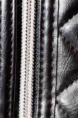 an image of zipper on black leather Photographie de stock - Aubaine LD & Abonnement, Code: 400-05301527