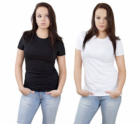 simsearch:400-06457206,k - Young beautiful brunette female with blank white shirt and black shirt. Ready for your design or logo. Photographie de stock - Aubaine LD & Abonnement, Code: 400-05301911