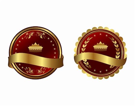 Illustration two red gold-framed labels - vector Stock Photo - Budget Royalty-Free & Subscription, Code: 400-05302035