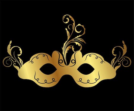 Illustration gold floral carnival mask isolated - vector Stock Photo - Budget Royalty-Free & Subscription, Code: 400-05302064