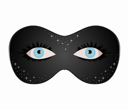 Illustration blue eyes hidden under theatrical mask - vector Stock Photo - Budget Royalty-Free & Subscription, Code: 400-05302066