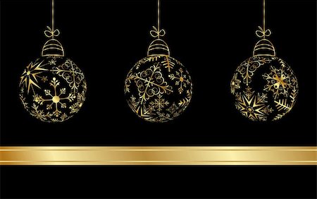 simsearch:400-04662430,k - Illustration set Christmas balls made from golden snowflakes - vector Foto de stock - Super Valor sin royalties y Suscripción, Código: 400-05302074