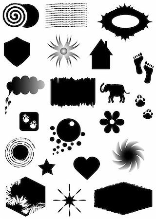 ellion (artist) - Set silhouettes black shapes and symbols, vector Stockbilder - Microstock & Abonnement, Bildnummer: 400-05302299