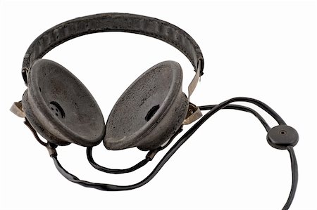 Old headphones isolated on a white background Stock Photo - Budget Royalty-Free & Subscription, Code: 400-05302323