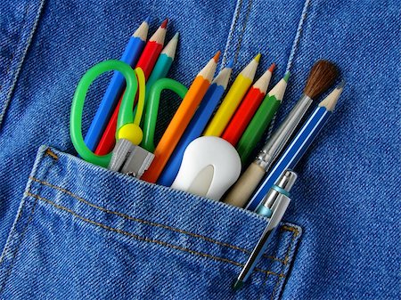 school supply in the pocket Stock Photo - Budget Royalty-Free & Subscription, Code: 400-05302368