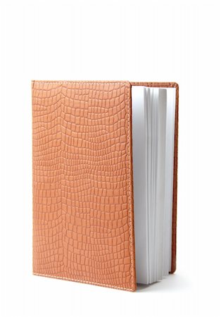 Leather diary book isolated over white Stock Photo - Budget Royalty-Free & Subscription, Code: 400-05302397