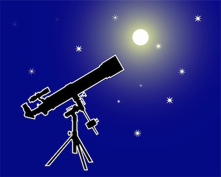 person focusing telescope - Silhouette of a telescope against the star sky Stock Photo - Budget Royalty-Free & Subscription, Code: 400-05302507