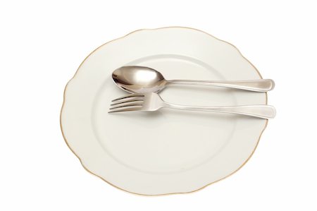 simsearch:400-04013113,k - empty plate fork spoon photo on the white Photographie de stock - Aubaine LD & Abonnement, Code: 400-05302740