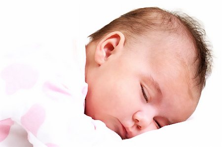 sweet newborn baby girl peaceful and asleep Stockbilder - Microstock & Abonnement, Bildnummer: 400-05302801