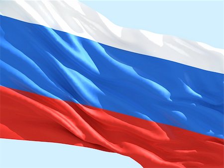 Flag of Russia on blue sky Stockbilder - Microstock & Abonnement, Bildnummer: 400-05303031