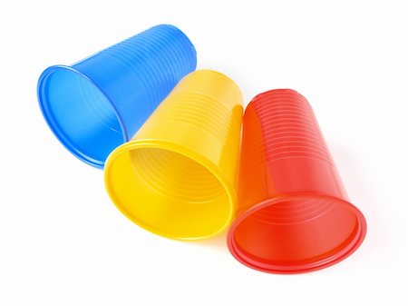 three plastic empty colorful cups Stock Photo - Budget Royalty-Free & Subscription, Code: 400-05303271