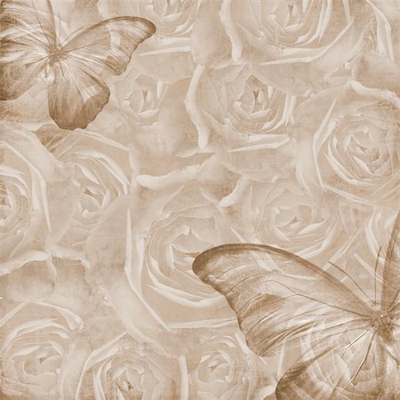 simsearch:400-08132574,k - Grunge Beautiful Roses Background with butterfly ( 1 of set) Stockbilder - Microstock & Abonnement, Bildnummer: 400-05303413