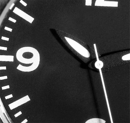 Black and white clock. Time running concept. Fotografie stock - Microstock e Abbonamento, Codice: 400-05303440