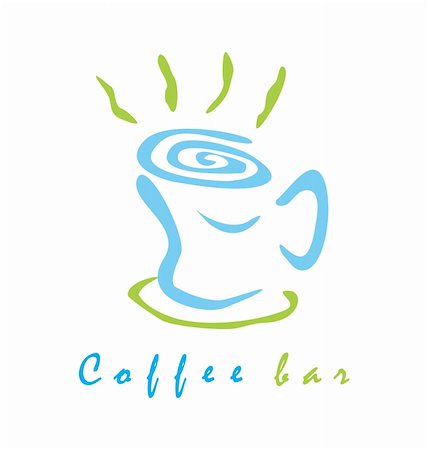 Vector illustration of blue and green coffee bar sign/logo Stock Photo - Budget Royalty-Free & Subscription, Code: 400-05303505