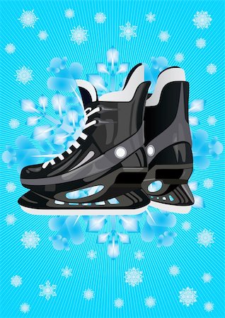 Skates to play hockey against the backdrop of snow-flakes Stock Photo - Budget Royalty-Free & Subscription, Code: 400-05303528