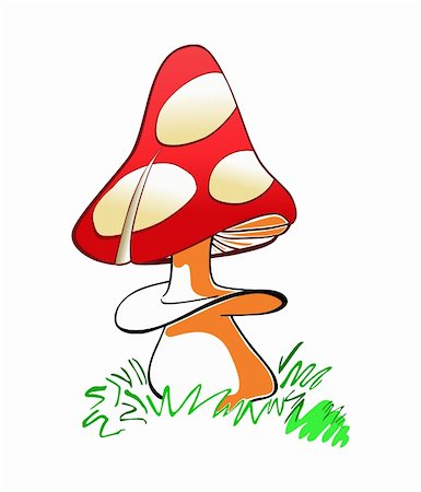 cartoon mushroom illustration Foto de stock - Super Valor sin royalties y Suscripción, Código: 400-05303534