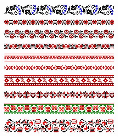 Vector illustrations of ukrainian embroidery ornaments, patterns, frames and borders. Stock Photo - Budget Royalty-Free & Subscription, Code: 400-05303818