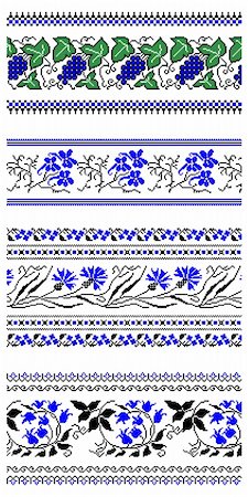 embroidery drawing flower image - Vector illustrations of ukrainian embroidery ornaments, patterns, frames and borders. Stock Photo - Budget Royalty-Free & Subscription, Code: 400-05303821