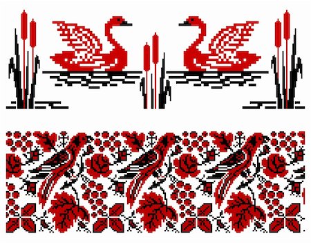 Vector illustrations of ukrainian embroidery ornaments, patterns, frames and borders. Stock Photo - Budget Royalty-Free & Subscription, Code: 400-05303835