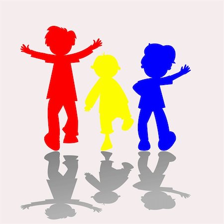 colored kids silhouettes, vector art illustration Stock Photo - Budget Royalty-Free & Subscription, Code: 400-05314215